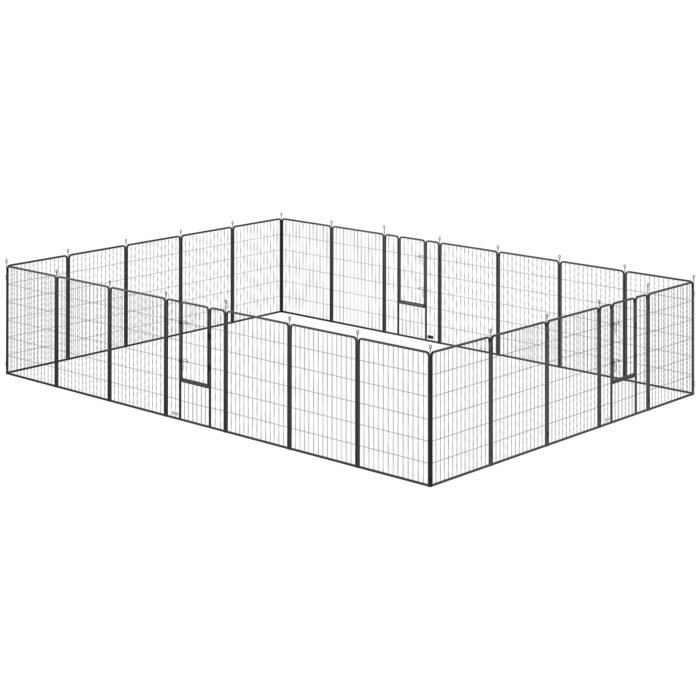 Dog Playpen For Indoor Outdoor, 24 Panels 44.5 H Puppy Playpen With Lockable Door, DIY Shape Pet Exercise Fence, Black - Image 4