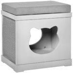 PawHut Cat House Bed Kitten Cave Cube Indoor For Small Pet With Removable Sisal Scratching Pads Soft Cushions, 41x30x36 Cm, Grey - Image 6
