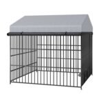 Large Dog Kennel Outdoor Pet Pens Dogs Run Enclosure Animal Hutch Metal Coop Fence With Roof Cover 6.6L X 6.6W X 6.4H - Image 5