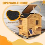 2-Story Wooden Outdoor Cat House Feral Shelter With Escape Door Asphalt Roof 4 Platforms Natural - Image 8
