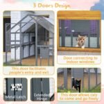 Extra Spacious Catio Outdoor Cat Haven, 110 Inch Luxury Cattery With Weather-Resistant Roof, Cat Climbing Ramp, Space Pod Bed, 2 Lounging Huts - Image 3