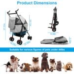 1Pc 4-Wheels Pet Stroller Foldable Carrier Strolling Cart Travel Jogger Pet Stroller With Removable Liner Storage Basket For Dog Cat - Image 5