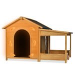 60.2 Large Outdoor Dog House With Insulated Liner For Winter Waterproof Dog Kennel For Medium & Large Dogs, Dog House With Porch And Asphalt Roof And Elevated Floor, Nature - Image 8
