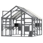 Large Catio Outdoor Cat Enclosure For Multiple Kittens, Wooden Cat House With 5 Platforms, 2 Resting Boxes, 1 Bridge And 1 Ramp, Walk In Kitty Cage Kennel With Sunshine Board Roof, Gray - Image 2
