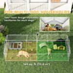 Two Room Outdoor Dog Kennel, Dog Run With Roof, Waterproof UV-Resistant Cover, Secure Lock, 19.7 X 7.5 X 5.2 - Image 6
