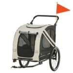 Aosom 2-in-1 Pet Bike Trailer For Small Dogs, Road-Visibility Bicycle Stroller, Weather-Strong Bike Wagon Trailer Sidecar Attachment, White - Image 7