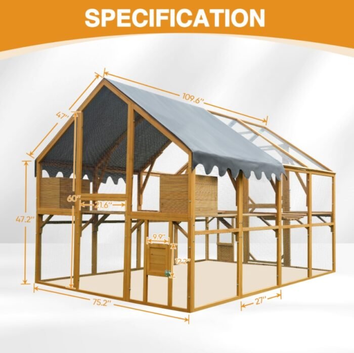 Outdoor Cat House Cat Enclosures 110 Large Kitten Playpen With Platforms,Upgrad - Image 3