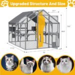 Outdoor Cat House Cat Enclosures 110 Large Kitten Playpen With Platforms,Upgrade Waterproof Cover-grey - Image 2