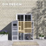 Large Wooden Outdoor, Cat Enclosure W 4 Tier Resting Rooms, 3 Platforms, 1 Soft Ladder, 2 Ramps, 1 Hammock, Gray - Image 5
