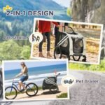 Aosom 2-in-1 Pet Bike Trailer For Small Dogs, Road-Visibility Bicycle Stroller, Weather-Strong Bike Wagon Trailer Sidecar Attachment, White - Image 3