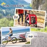Aosom 2-in-1 Pet Bike Trailer For Small Dogs, Road-Visibility Bicycle Stroller, Weather-Strong Bike Wagon Trailer Sidecar Attachment, Red - Image 6