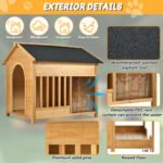 60.2 Large Outdoor Dog House With Insulated Liner For Winter Waterproof Dog Kennel For Medium & Large Dogs, Dog House With Porch And Asphalt Roof And Elevated Floor, Nature - Image 10