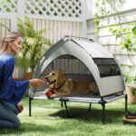 Elevated Dog Bed With Removable Canopy, Portable Outside Raised Pet Cot With Cooling Pad, Storage Bag, 42 X 30 X 37 - Image 3