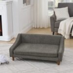 Durable Elevated Dog Sofa Bed,Pet Sofa With Modern Irregular Armrest Design,Comfortable Soft Dog Sofa - Image 8