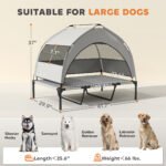 Elevated Dog Bed With Removable Canopy, Portable Outside Raised Pet Cot With Cooling Pad, Storage Bag, 42 X 30 X 37 - Image 2