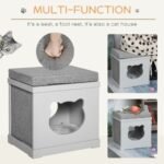 PawHut Cat House Bed Kitten Cave Cube Indoor For Small Pet With Removable Sisal Scratching Pads Soft Cushions, 41x30x36 Cm, Grey - Image 2