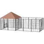 Large Outdoor Dog Kennel With Rotating & Adjustable Height Bowls, Waterproof & UV-Resistant Canopy, 11.3 X 4.7 X 5.1 - Image 3