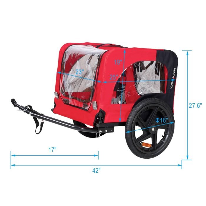 Bicycle Trailer For Pets Outdoor Foldable Dog Trailer With Reflectors - Image 8