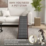 PawHut Dog Ramp For Bed, Pet Ramp For Dogs With Non-Slip Carpet And Top Platform, 74 X 16 X 25, Brown - Image 3