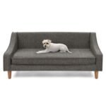 Durable Elevated Dog Sofa Bed,Pet Sofa With Modern Irregular Armrest Design,Comfortable Soft Dog Sofa - Image 2