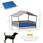The Rattan Dog House Outdoors With A Canopy, The Rattan Dog Bed With A Waterproof Mat Is Suitable For Small And Medium Sized Dogs - Image 7