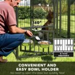 Welded Wire Outdoor Dog Kennel With 360 Rotating & 4 Levels Adjustable Bowls, Waterproof Cover, 3.9 X 3.9 X 6 - Image 5