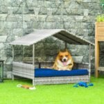 The Rattan Dog House Outdoors With A Canopy, The Rattan Dog Bed With A Waterproof Mat Is Suitable For Small And Medium Sized Dogs - Image 5