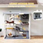 Large Outdoor Catio Cat Enclosure With Hammock, Condo,Platforms, Ladders, Ramps, Tarp, For 2-4 Large Cats, Gray - Image 2