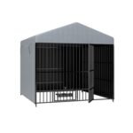 Large Dog Kennel Outdoor Pet Pens Dogs Run Enclosure Animal Hutch Metal Coop Fence With Roof Cover 6.6L X 6.6W X 6.4H - Image 2