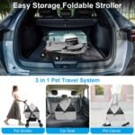 1Pc 4-Wheels Pet Stroller Foldable Carrier Strolling Cart Travel Jogger Pet Stroller With Removable Liner Storage Basket For Dog Cat - Image 3