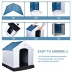 Only Supports Self Pickup-Plastic Dog House, Insulated Dog House, Assembled Sturdy Dog Kennel With Elevated Floor And Ventilation For Small To Large Dogs -29 Inch, Blue - Image 3