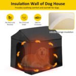60.2 Large Outdoor Dog House With Insulated Liner For Winter Waterproof Dog Kennel For Medium & Large Dogs, Dog House With Porch And Asphalt Roof And Elevated Floor, Nature - Image 5