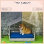 The Rattan Dog House Outdoors With A Canopy, The Rattan Dog Bed With A Waterproof Mat Is Suitable For Small And Medium Sized Dogs - Image 3