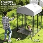 Welded Wire Outdoor Dog Kennel With 360 Rotating & 4 Levels Adjustable Bowls, Waterproof Cover, 3.9 X 3.9 X 6 - Image 4