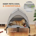 Elevated Dog Bed With Removable Canopy, Portable Outside Raised Pet Cot With Cooling Pad, Storage Bag, 42 X 30 X 37 - Image 6