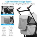 1Pc 4-Wheels Pet Stroller Foldable Carrier Strolling Cart Travel Jogger Pet Stroller With Removable Liner Storage Basket For Dog Cat - Image 4