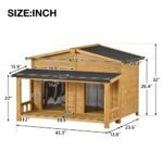 Large Wooden Dog House Outdoor Hut Style With Porch, 2 Doors - Image 5