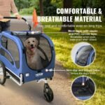 2-in-1 Pet Stroller Cart Bicycle Carrier, Easy Folding Cart Frame With Quick Release Wheels, Universal Bicycle Coupler, Reflectors, Flag, Blue Black - Image 8