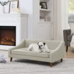 Durable Elevated Dog Sofa Bed,Pet Sofa With Modern Irregular Armrest Design,Comfortable Soft Dog Sofa - Image 6