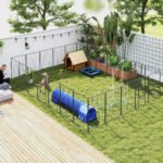 Dog Playpen For Indoor Outdoor, 24 Panels 44.5 H Puppy Playpen With Lockable Door, DIY Shape Pet Exercise Fence, Black - Image 2