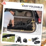 3 In 1 Pet Jogging Stroller For Small Dogs And Cats With Detachable Carrier, Storage Basket, Gray - Image 2