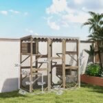 Outdoor Cat Enclosure With Window Access, 5 Platforms And 2 Resting Boxes, Waterproof Roof For Multiple Cats - Image 5