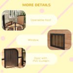 59x64x39 Large Wooden Dog House Raised Weatherproof Rustic Log Cabin Style Elevated Pet Shelter Porch Deck, Natural - Image 8