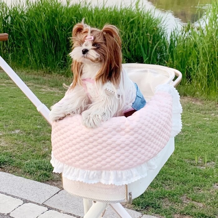 Pet Stroller Anti-dirty Towel Cushion Pillow Pure Cotton Three-piece Set For Cats And Dogs Removable And Washable Pad - Image 2