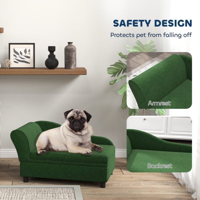 Pet Sofa Bed Couch With Storage, Pet Sofa For Cats And Small Dogs, Green - Image 3