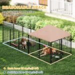 Large Outdoor Dog Kennel With Rotating & Adjustable Height Bowls, Waterproof & UV-Resistant Canopy, 11.3 X 4.7 X 5.1 - Image 6