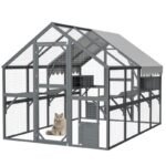 Extra Spacious Catio Outdoor Cat Haven, 110 Inch Luxury Cattery With Weather-Resistant Roof, Cat Climbing Ramp, Space Pod Bed, 2 Lounging Huts - Image 7