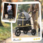 3 In 1 Pet Jogging Stroller For Small Dogs And Cats With Detachable Carrier, Storage Basket, Gray - Image 3