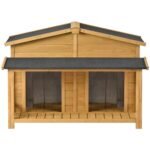 Large Wooden Dog House Outdoor Hut Style With Porch, 2 Doors - Image 6