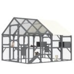 Large Catio Outdoor Cat Enclosure For Multiple Kittens, Wooden Cat House With 5 Platforms, 2 Resting Boxes, 1 Bridge And 1 Ramp, Walk In Kitty Cage Kennel With Sunshine Board Roof, Gray - Image 10
